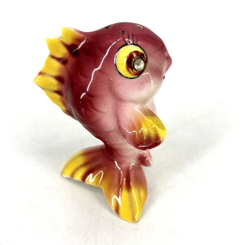 Vintage Lefton 043 Anthropomorphic Koi Gold Fish Salt & Pepper Shakers Japan‎
